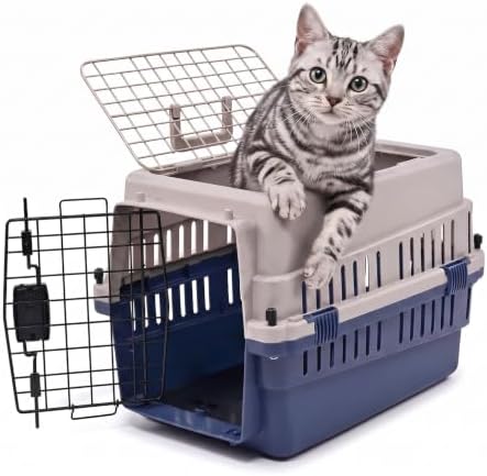 Hard-Sided Pet Carrier for Cats and Small Dogs, Portable Plastic Crate for Vet by FreePet