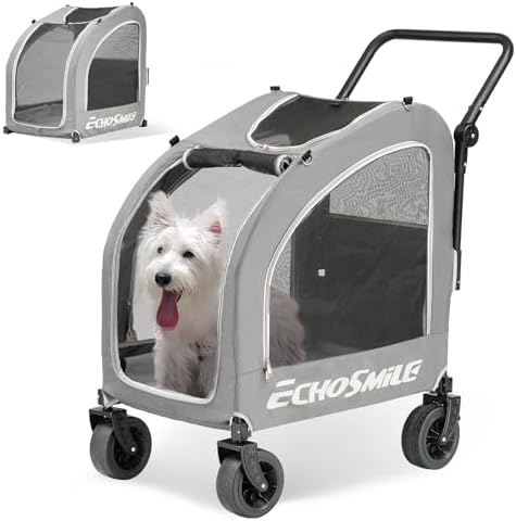 EchoSmile 4-Wheel Pet Stroller for Dogs & Cats by EchoSmile