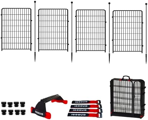 Dog Playpen Outdoor for Medium/Large Dogs 36'' High, 4 Add-on Heavy Duty Dog by IGOOUO