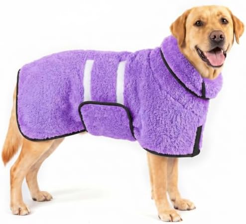 Dog Bathrobe, Super Absorbent for Small to Large Dogs, Light Purple L by Bienbee