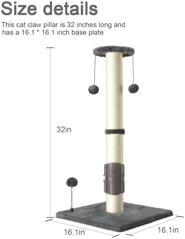 PEEKAB 32" Tall Cat Scratching Post Sisal Scratch Posts, - Image 4