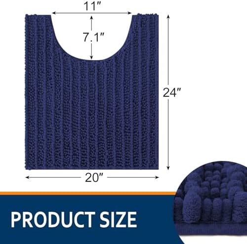 Smiry Bathroom Toilet Rugs U Shaped 24X20, Chenille Bath mats - Image 2