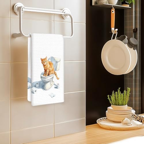 Funny Orange Cat Bathroom Hand Towels, Gifts - Image 2