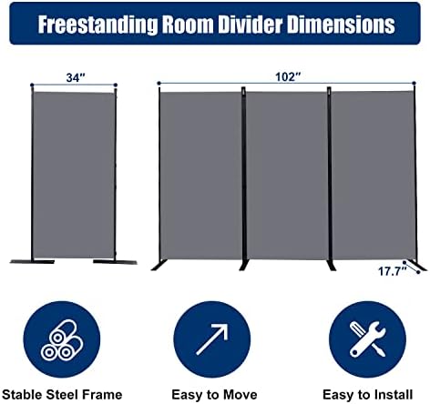 Room Divider 3 Panel-102''Wide, 6FT Room Dividers and Folding Privacy Screen - Image 6