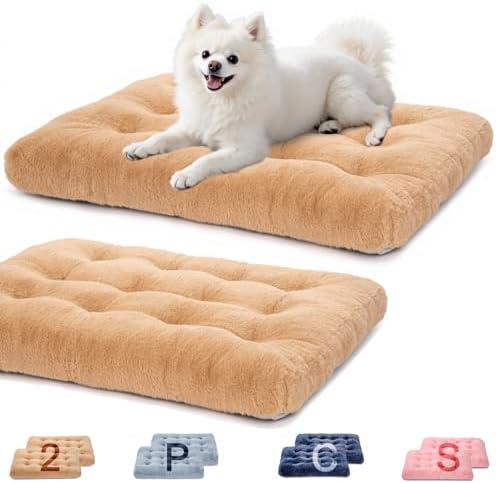2 Pack Dog Bed, Washable Deluxe Plush Dog Crate Beds by MOIRIG