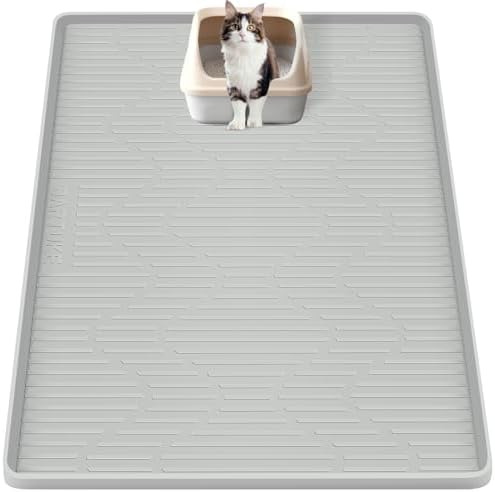 Silicone Cat Litter Box Mat 40"x 22" Extra Large Cat Rubber Mat by Bartuke