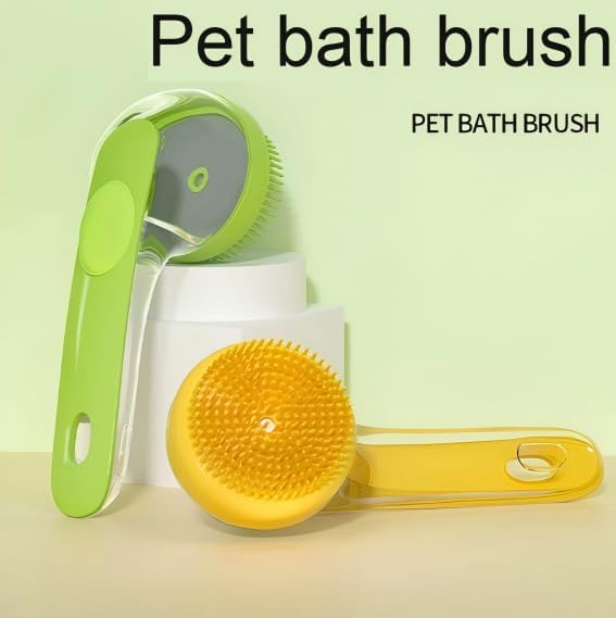 Pet Bath Brush with Shampoo Dispenser, Silicone Bristles, Ergonomic Handle - Image 3
