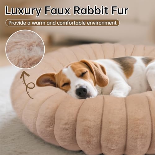 Donut Dog Beds Medium Large Size Dog Washable Pet Bed, 31in Brown - Image 3