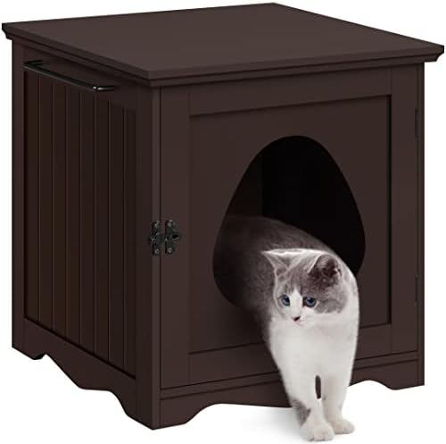 Yaheetech Cat Litter Box Enclosure, Hidden Litter Box Furniture by Yaheetech