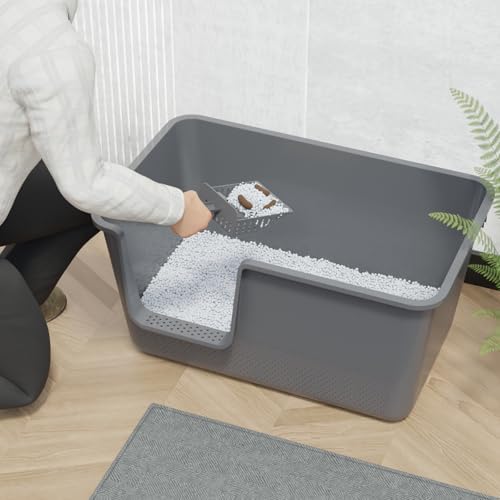4-Pack Cat Litter Box with High Sides and Scoop, Plastic Open Top Cat Litter Box - Image 5