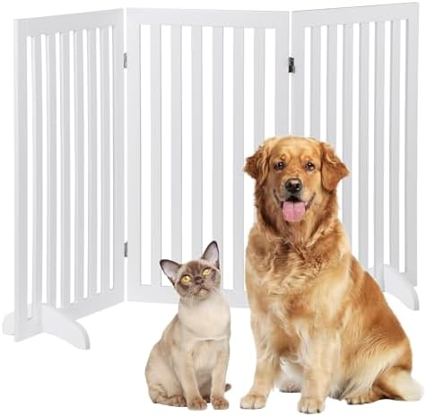 Freestanding Pet Dog Gate 36 Inch Foldable Fence Indoor 3 Panel Extra Wide by NovaMicrodermabrasion