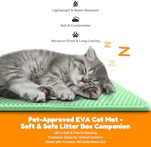 Cat Litter Mat 31"x24", Double Layer EVA Litterbox Mat Green - Image 5