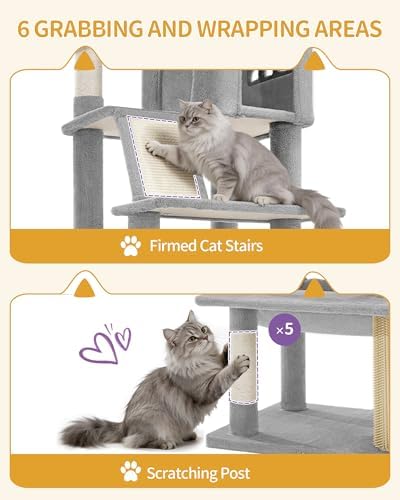 Hzuaneri Tall Cat Tree 75 Inch, Indoor Large Multi-Level Cat Tower - Image 5