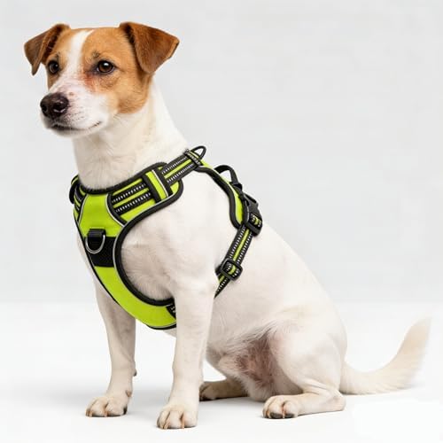 Green No-Pull Dog Harness with 2 Leash Clips，Soft Padded Vest - Image 5