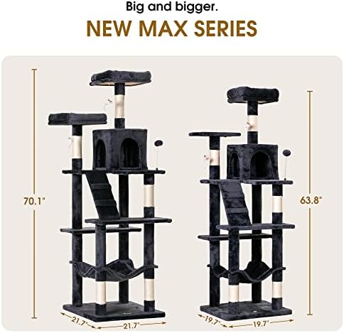 MWPO 70.1-Inch Large Cat Tree, Plush Cat Condo - Image 3