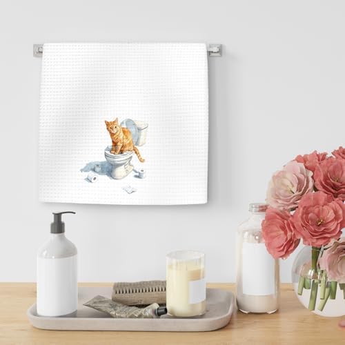 Funny Orange Cat Bathroom Hand Towels, Gifts - Image 5