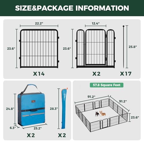FXW Rollick Dog Playpen with Storage Bags, 16 Panels - Image 2