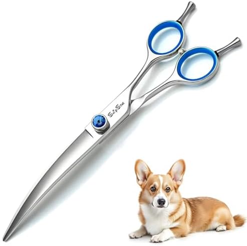 7.5" 25° Curved Dog Grooming Scissors, VG10 Steel Sharp Pet Shears by SnipStar