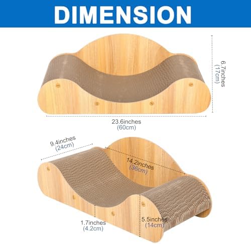Simple Deluxe Cat Scratcher Cardboard Bed, Natural Solid Wood Scratch Lounger - Image 7