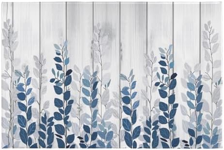 Giwawa Blue Eucalyptus Leaves Bath Rug Rustic Wood Bathtub Mat Absorbent Non by Giwawa