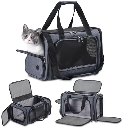 Cat Carrier Pet Travel Carrier by Airplane Approved Under seat, TSA Airline by GROXKOX