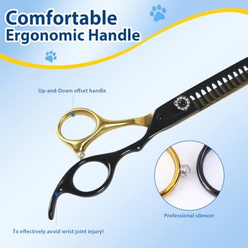 7" Dog Grooming Thinning Shears, 21 Teeth Chunker Shears - Image 5