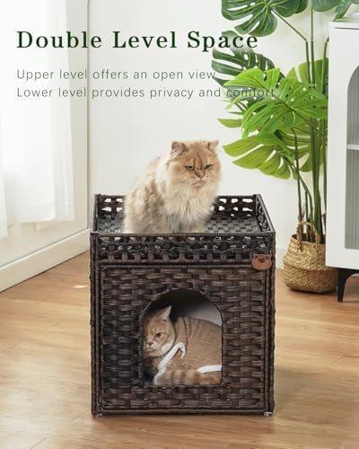 SETVSON Cat Beds for Indoor Cats Extra Large Double PE Rattan - Image 2