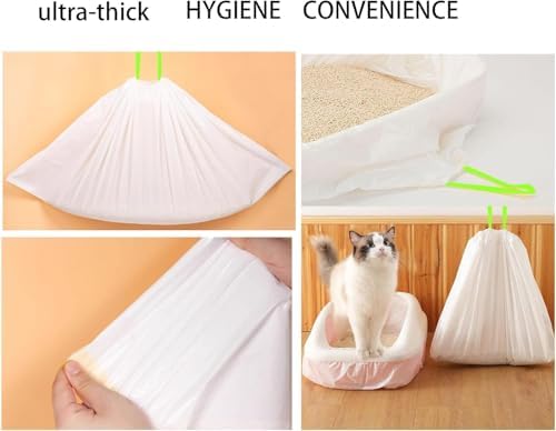 40 Count Cat Drawstring Litter Box Liners 26.6x16.7 inches 2Mils Super Thick - Image 4