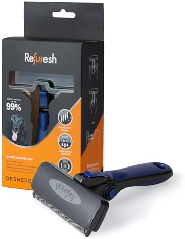 Deshedding Brush for Short/Medium-Hair Dogs & Cats | Deshedding Dog Brush for by Refuresh