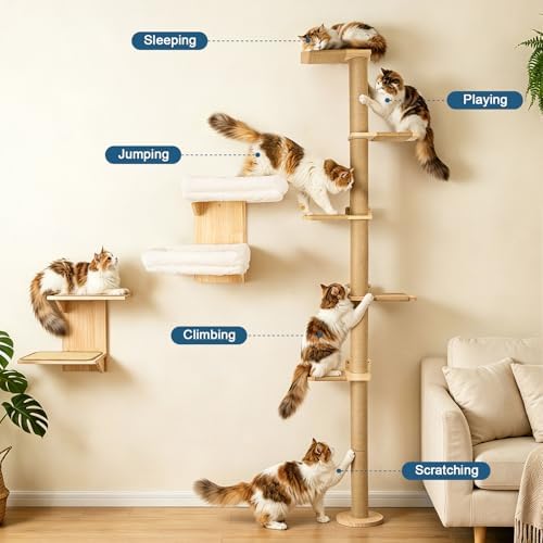Wall Mounted 5-Tier Cat Scratching Post Tree - Image 3