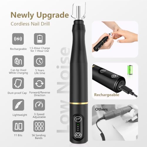 TUOBEO Cordless Nail Drill Electric Nail File Kit, Rechargeable Efile Set - Image 4