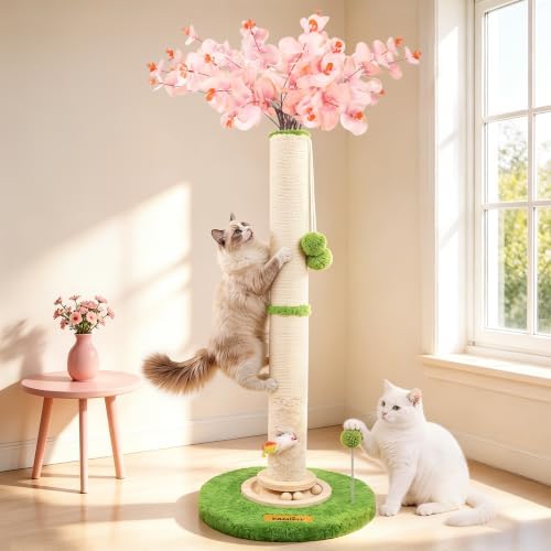 【Material Upgrade】 Famifit 50.4" Flower Cat Scratching Post, Tall Cat Tree by Famifit
