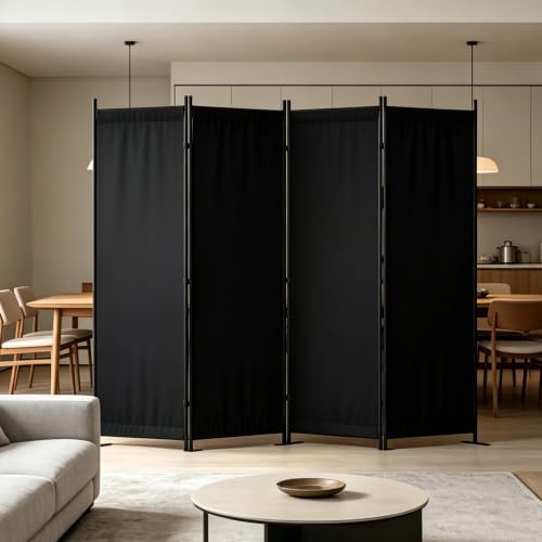 Room Divider, 4 Panel Folding Screen, 88” Portable Separating 3 Feet by PHONJOROO