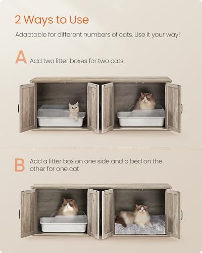 Feandrea Double Cat Litter Box Enclosure, Furniture Hidden - Image 3