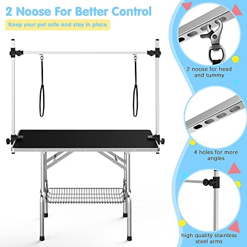 Lyromix 46''Large Dog Grooming Table, Adjustable Cat Drying Desktop - Image 2