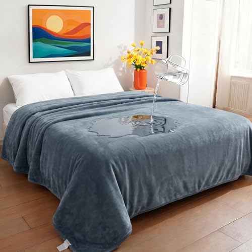 Sunheir Waterproof Blanket for Bed, Reversible Soft Flannel Twin Bed Blanket by SUNHEIR
