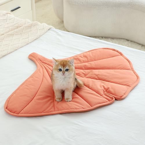 Letalong 31 X 25 Inch Leaf Shaped Cotton Cat Bed Pad, Warming Cat Mat, Pet - Image 4