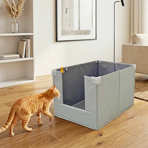 Extra Large Cat Litter Box Enclosure, Keep Dogs Out, Open Top High Side by GesomePurrz