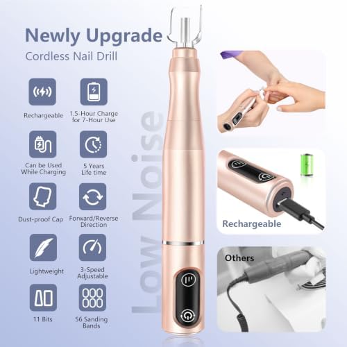 TUOBEO Cordless Nail Drill Electric Nail File Kit, Rechargeable Efile Set - Image 4
