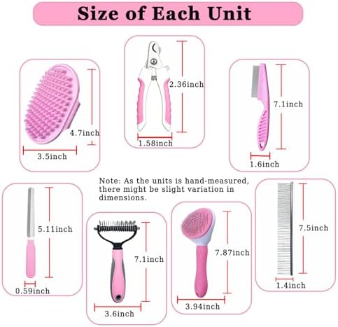 7PCS Dog Grooming Brush Kit for Shedding and Matted Fur, Self-Cleaning Slicker - Image 5