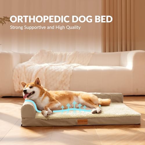 Patas Lague Orthopedic Large Dog Bed Washable Pet Sofa Bed 48''X30''Beige - Image 4
