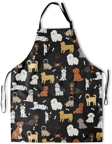 Sweetshow Cute Dog Apron with 2 Pockets and Adjustable Neck Waterproof Kitchen - Image 2
