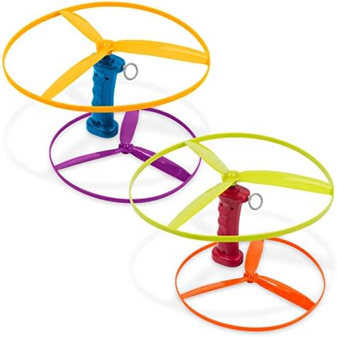 Battat Skyrocopter Flying Disc Toy Set, 2 Launchers, 4 Discs by Battat