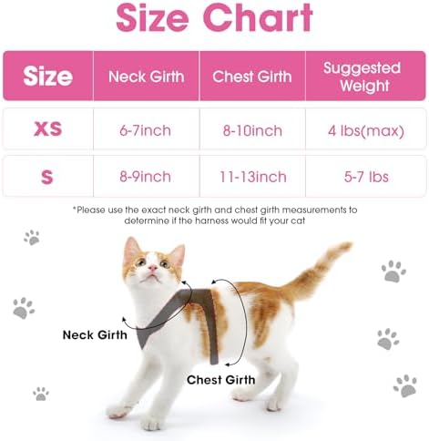 Cat Vest Harness and Leash Set, Escape Proof Kitten Harness Pink S - Image 2