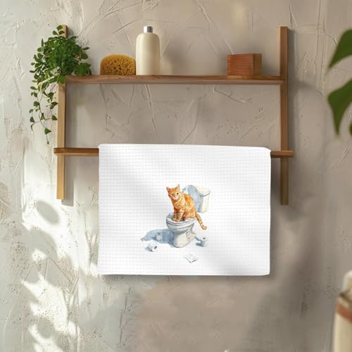 Funny Orange Cat Bathroom Hand Towels, Gifts - Image 3