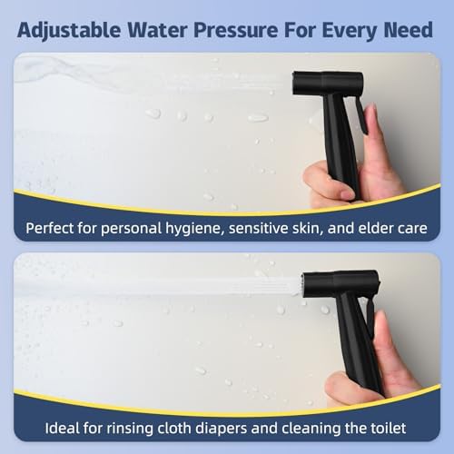 Handheld Bidet Sprayer for Toilet, Adjustable Water Pressure (Matte Black - Image 4
