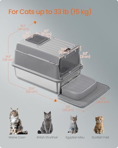 Feandrea Stainless Steel Cat Litter Box - Image 6