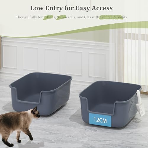 Vealind Large Cat Litter Box High Sides Side Low Entry Litter Box - Image 2