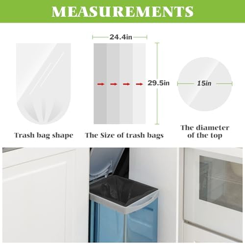 Teivio Medium Clear Trash Bags 10 Gallon 120 Count Kitchen Garbage Bags - Image 2