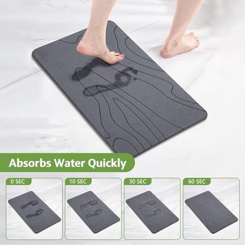 Stone Bath Mat – Non-Slip Diatomaceous Earth Shower Mat, Super Absorbent & - Image 2